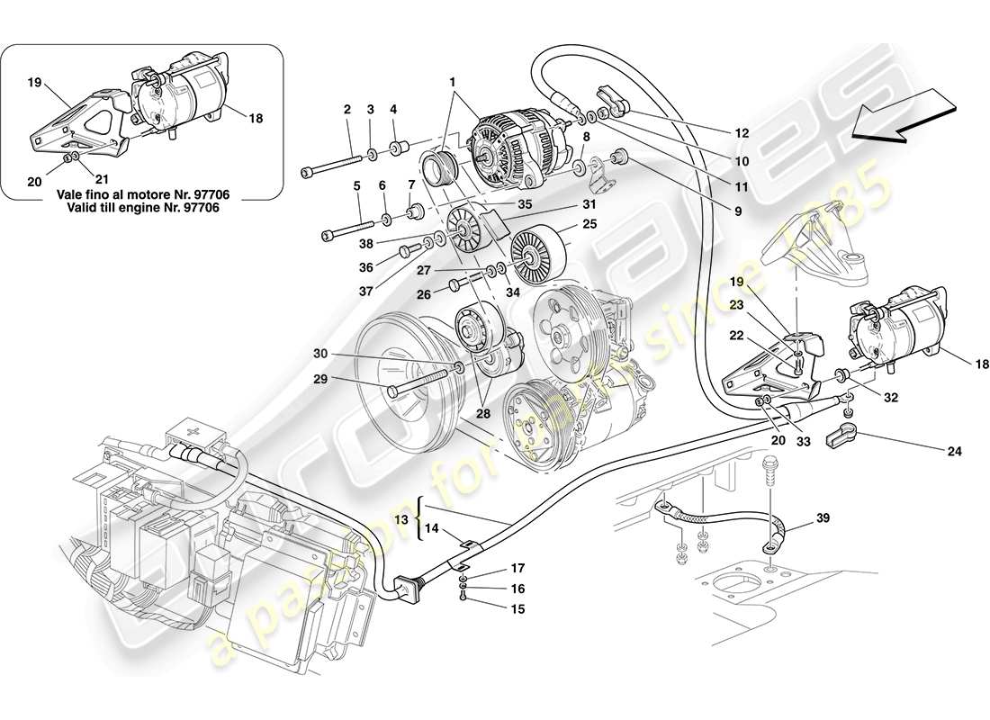 ferrari f430 coupe (rhd) lichtmaschine – anlassermotor teilediagramm