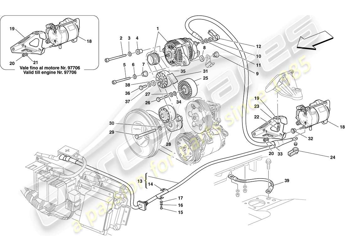 ferrari f430 coupe (rhd) lichtmaschine - anlasser - ersatzteildiagramm