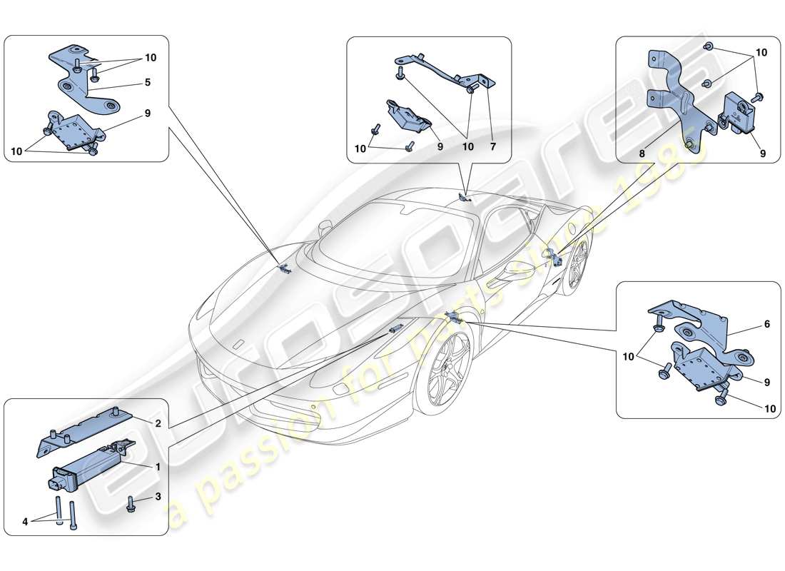 ferrari 458 italia (rhd) reifendrucküberwachungssystem teilediagramm