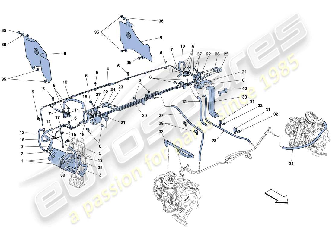 ferrari 488 spider (europe) einstellungen des turboladersystems teilediagramm