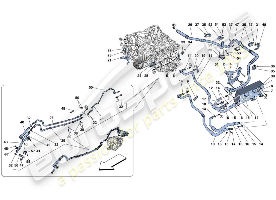 ferrari f12 tdf (usa) getriebeöl-schmierung und kühlsystem teilediagramm