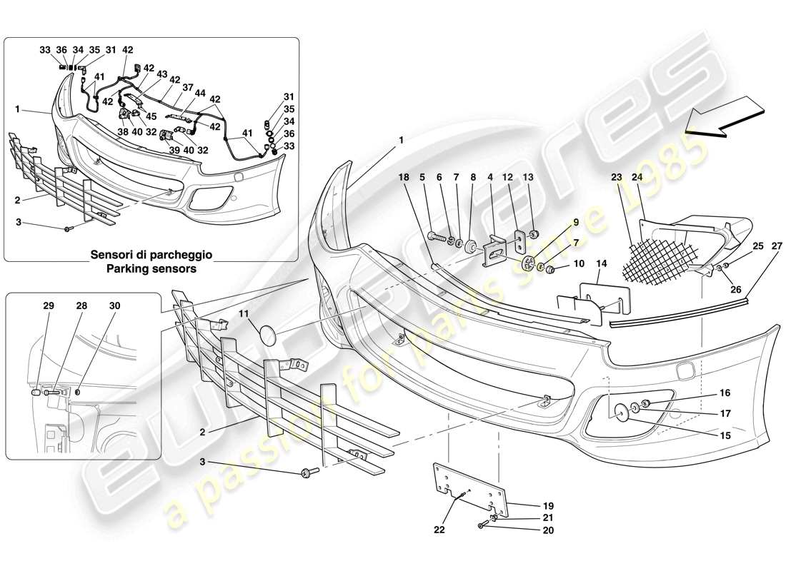 ferrari 599 sa aperta (europe) frontstoßstange teilediagramm