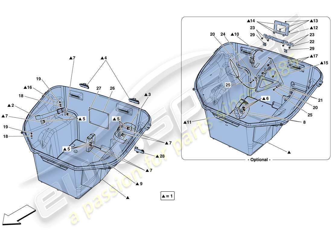 ferrari 488 gtb (usa) verkleidung des frontraums teilediagramm