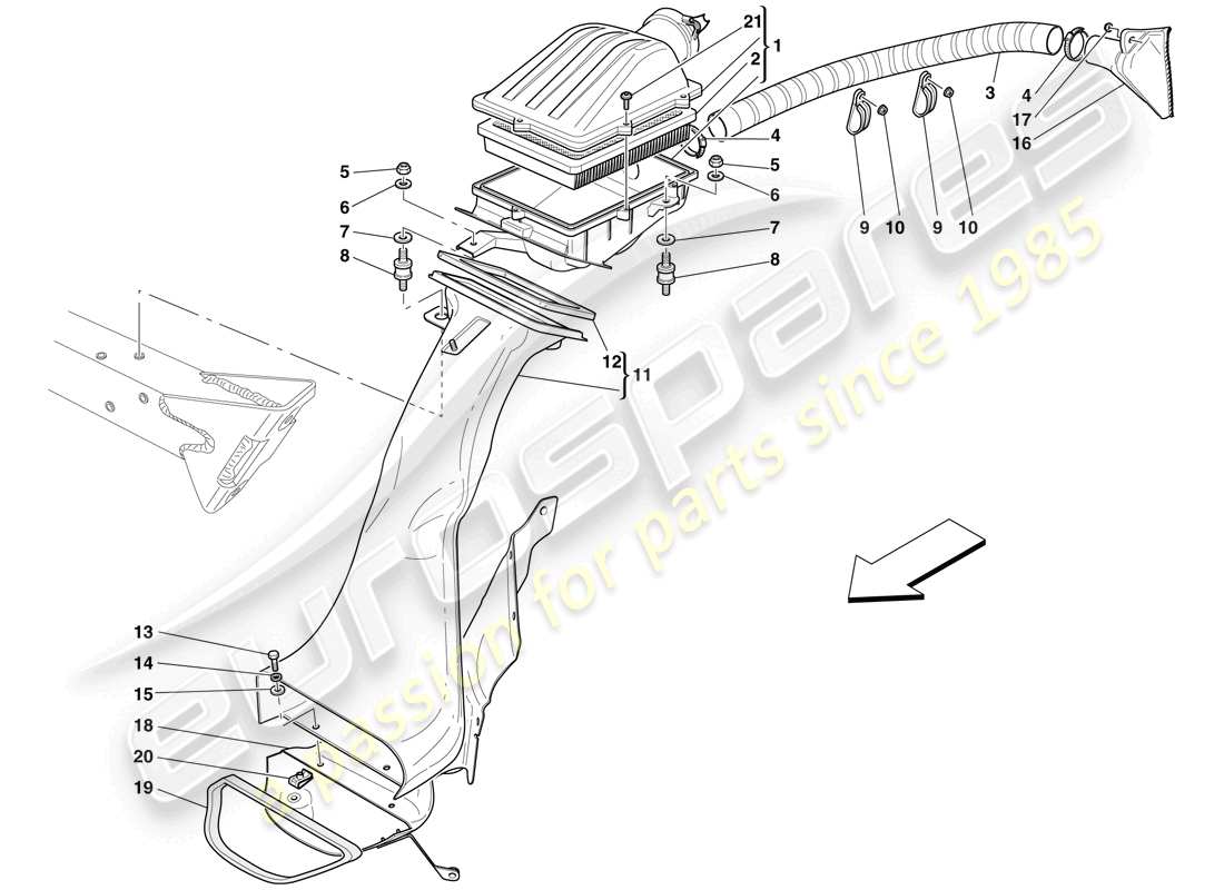 ferrari 599 gtb fiorano (usa) teilediagramm lufteinlass