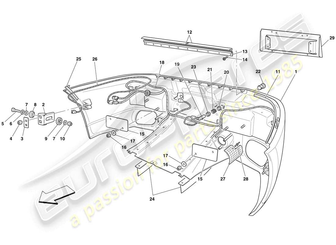 ferrari 599 sa aperta (europe) hintere stoßstange teilediagramm