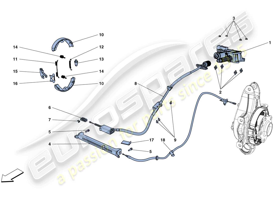 ferrari california t (rhd) feststellbremse teilediagramm