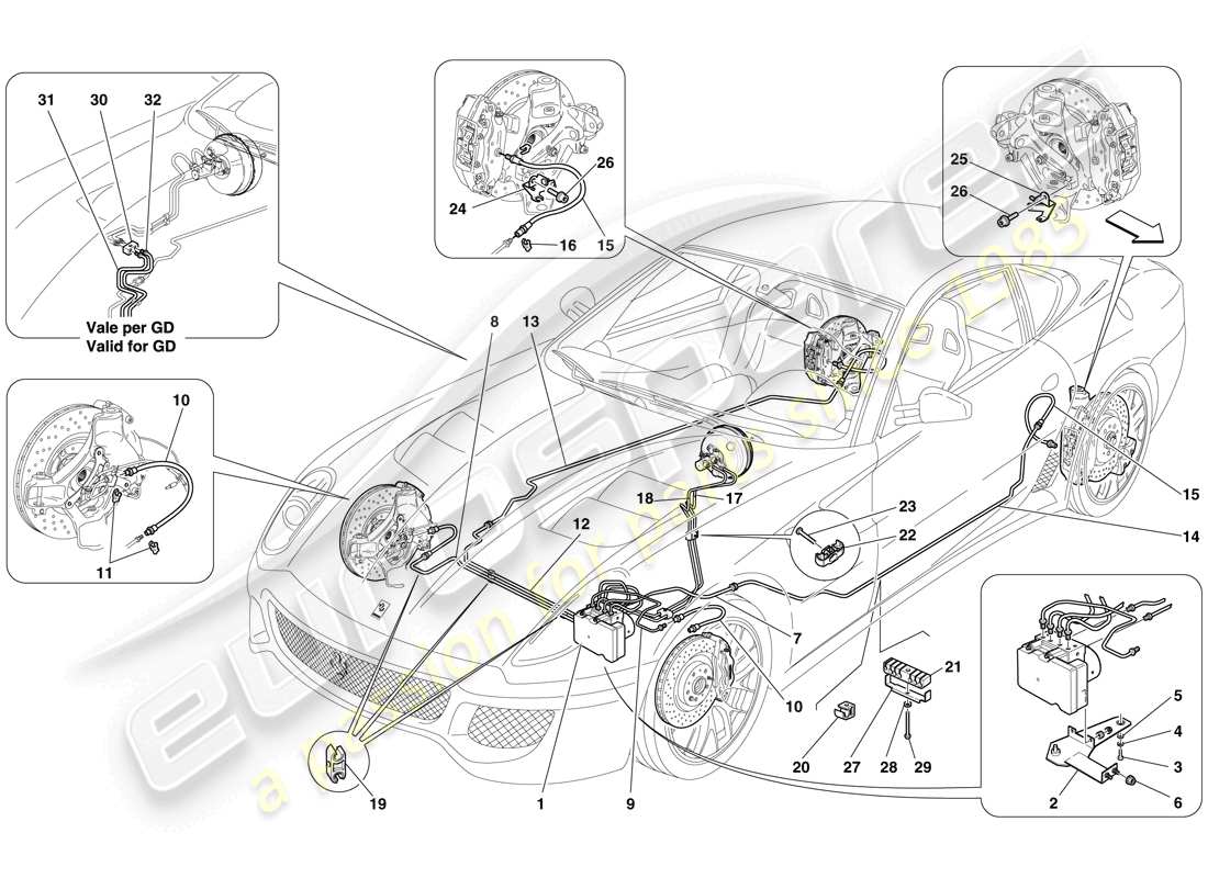 ferrari 599 gto (usa) bremssystem teilediagramm