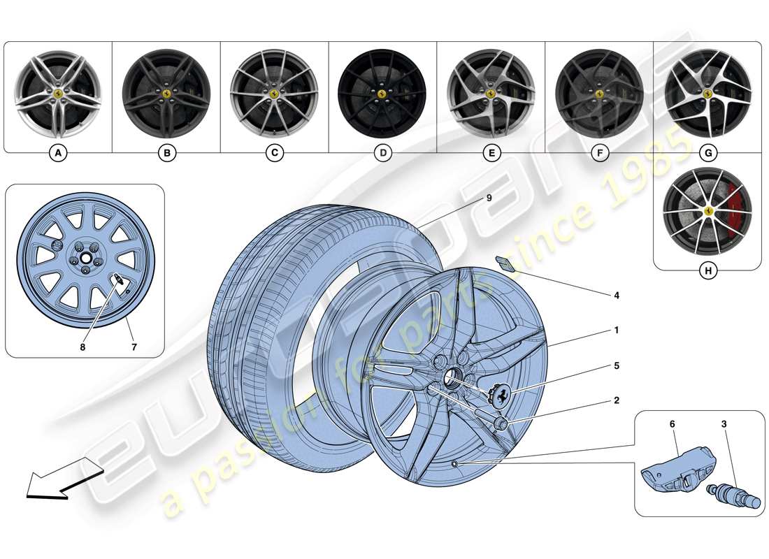 ferrari 812 superfast (usa) räder ersatzteildiagramm