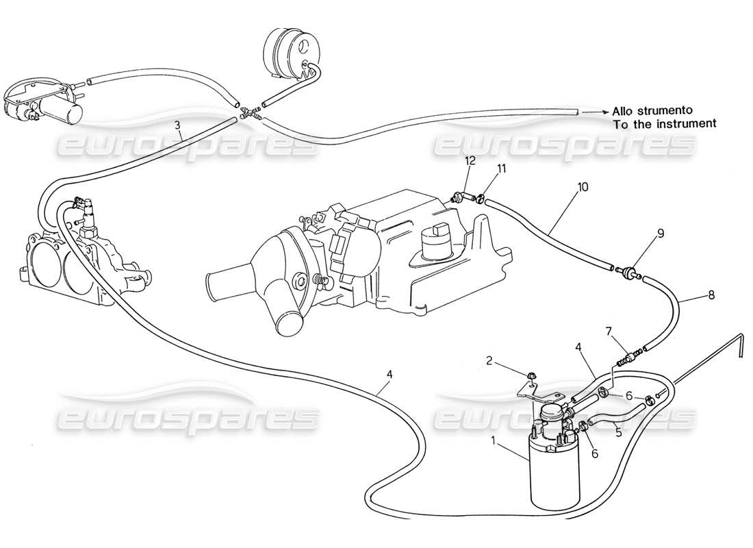 maserati 222 / 222e biturbo teilediagramm des verdampfungssystems