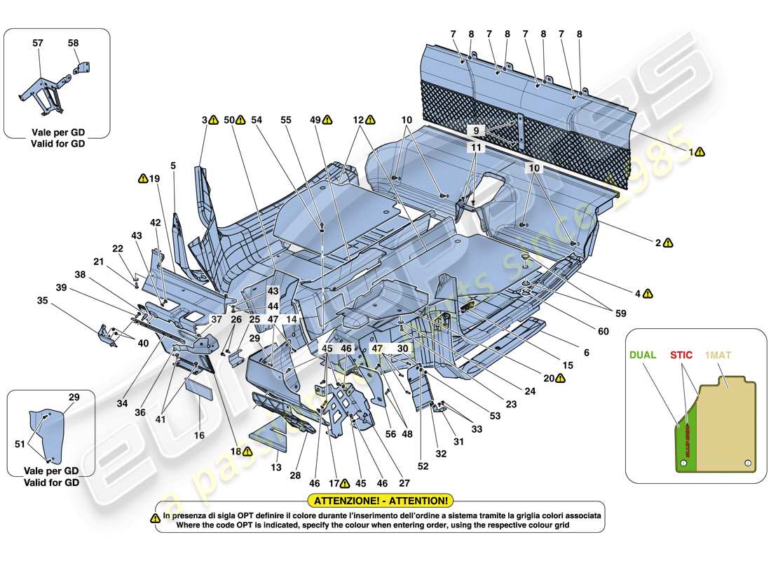 ferrari 488 gtb (europe) fahrgastraummatten ersatzteildiagramm