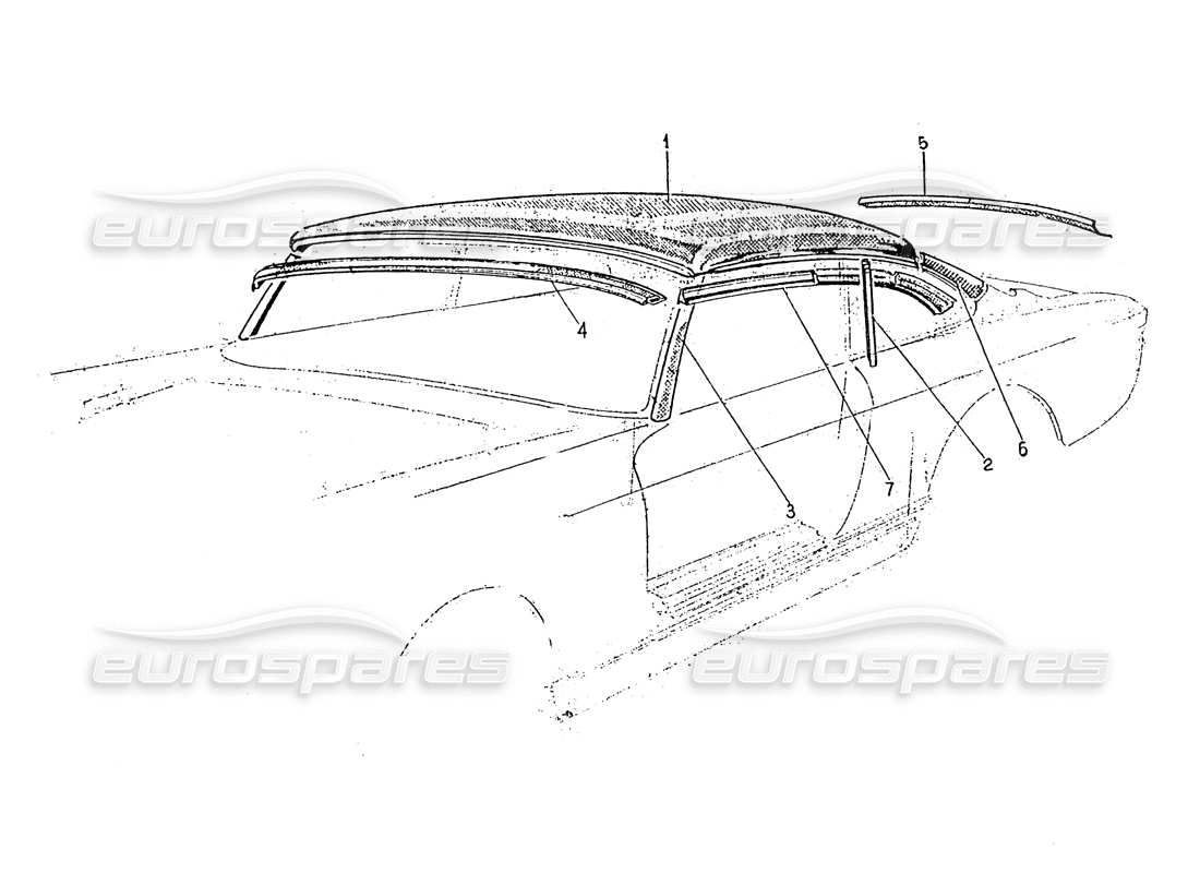 ferrari 330 gt 2+2 (coachwork) dachpaneel und zierleisten (ausgabe 2) teilediagramm