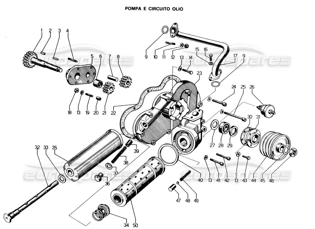 lamborghini espada ölpumpenkreislauf teilediagramm