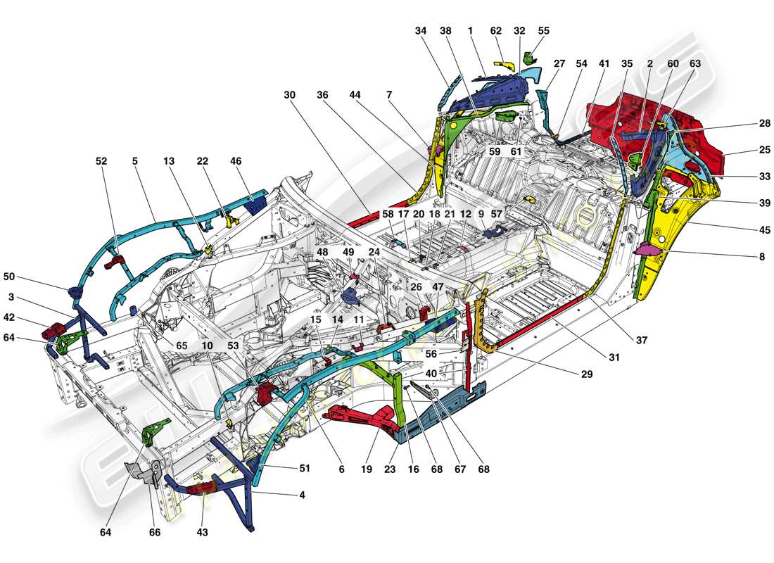 ferrari 812 superfast (usa) chassis-komplettierung teilediagramm