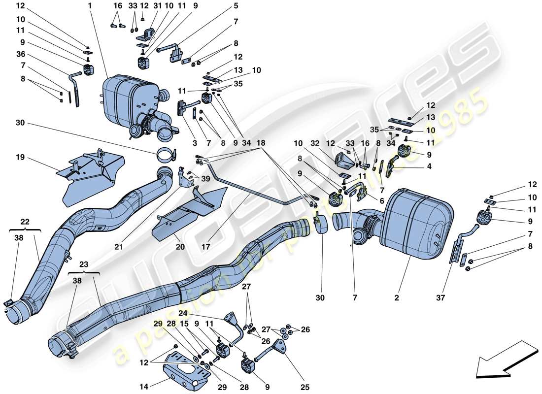 ferrari 812 superfast (usa) schalldämpfer ersatzteildiagramm