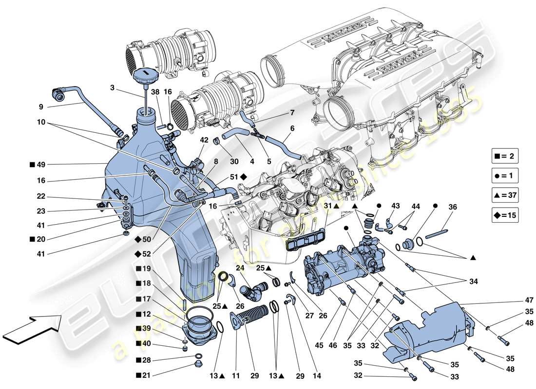 ferrari 458 speciale (rhd) schmiersystem: tank, pumpe und filter teilediagramm