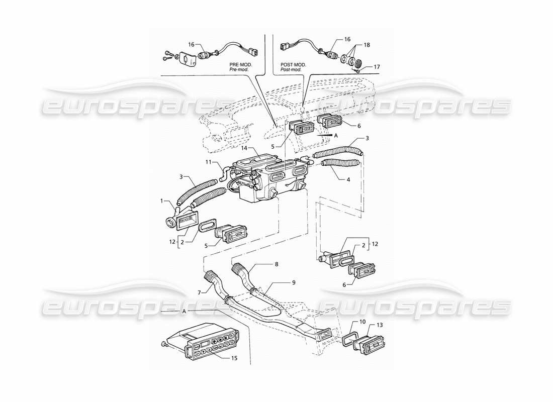 maserati qtp v6 (1996) belüftung des fahrgastraums (lhd) teilediagramm