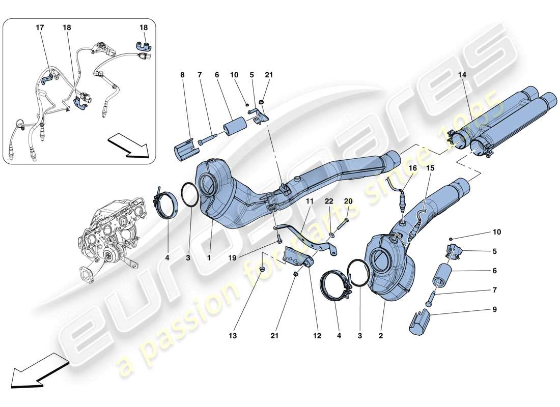 ferrari gtc4 lusso t (usa) vorkatalysatoren und katalysatoren teilediagramm