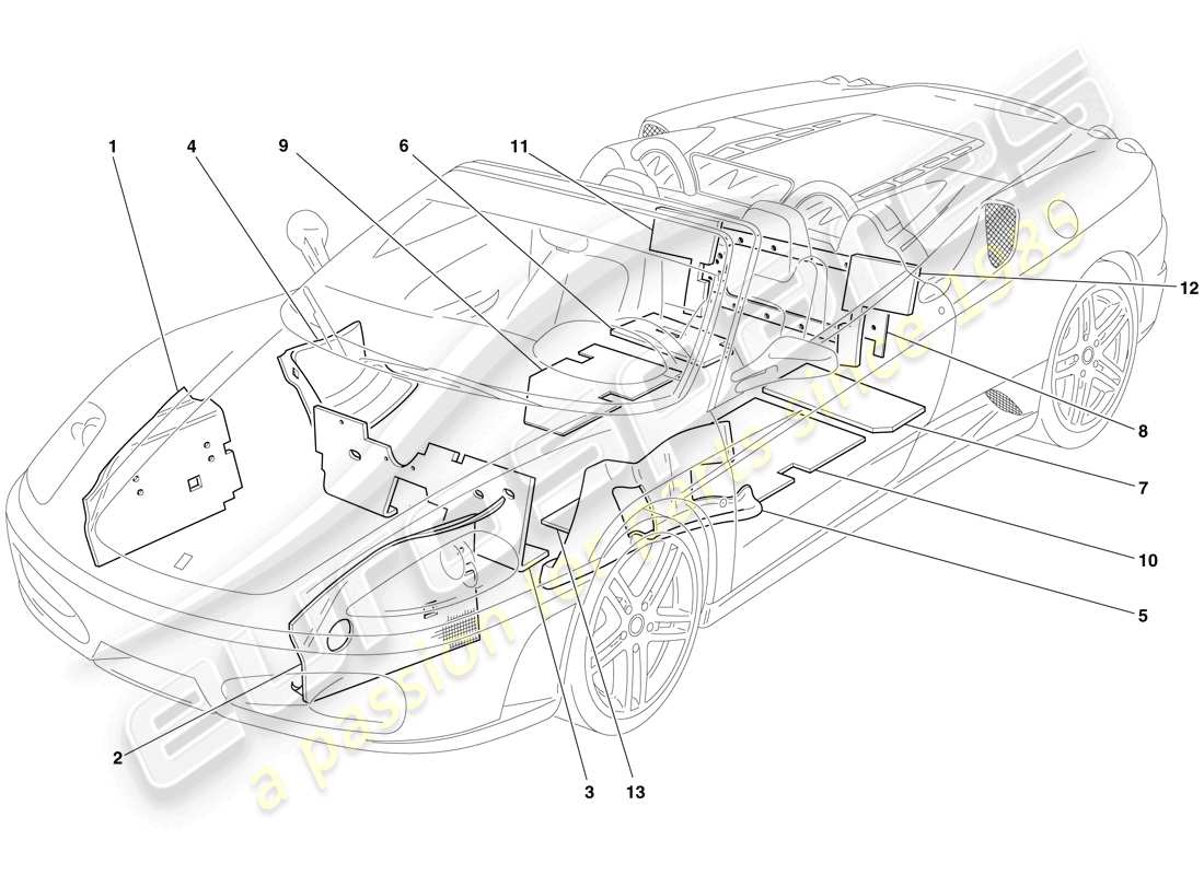 ferrari f430 spider (europe) isolierung teilediagramm