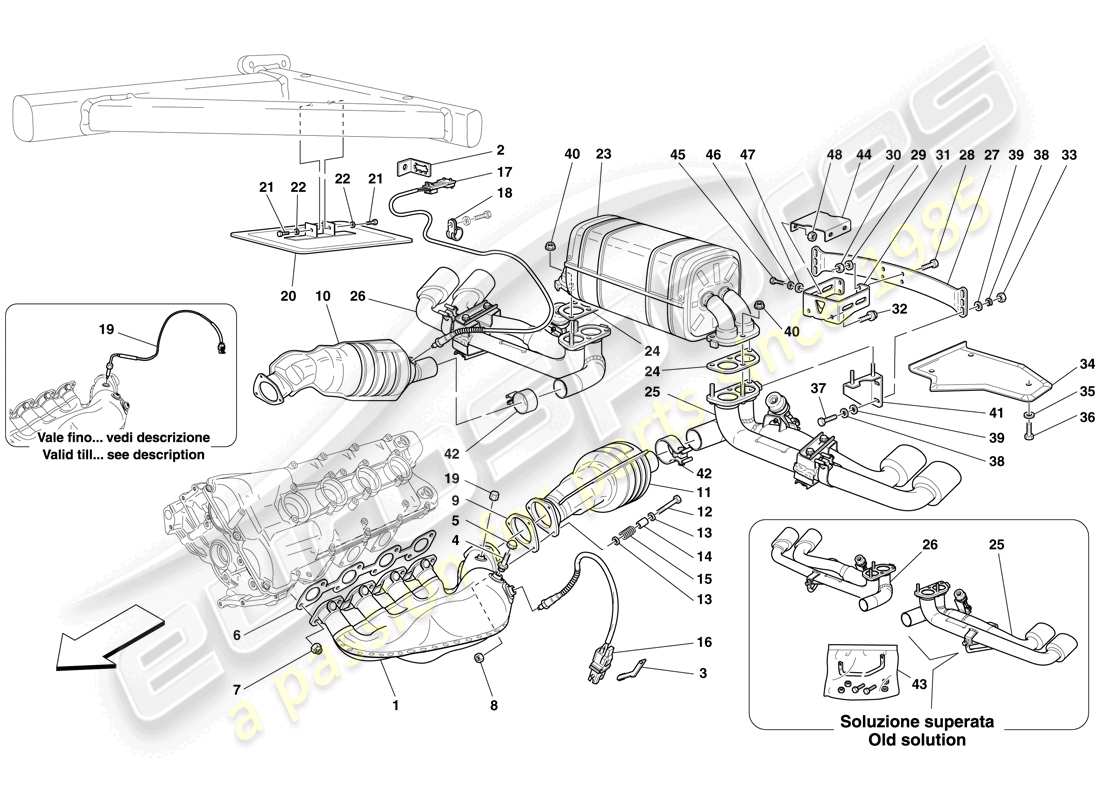 ferrari f430 spider (europe) rennauspuffanlage teilediagramm