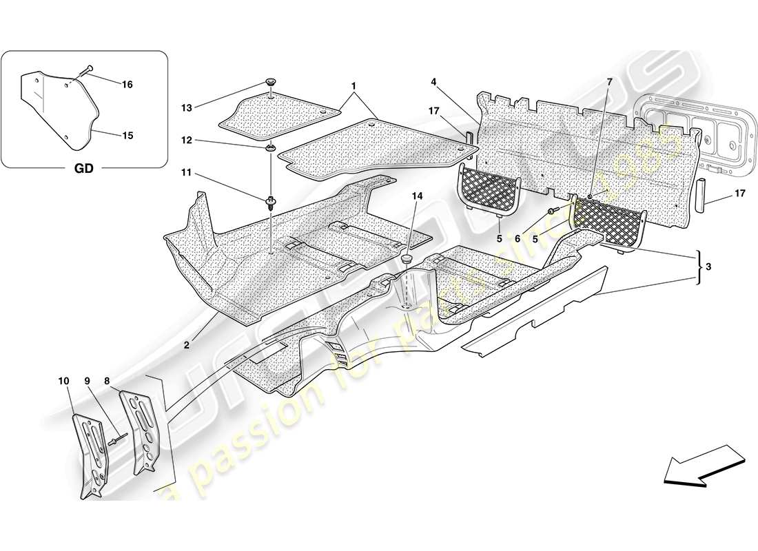 ferrari f430 coupe (usa) fahrgastraummatten ersatzteildiagramm