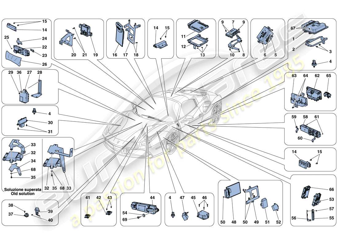 ferrari 488 spider (usa) teilediagramm für fahrzeug-ecus