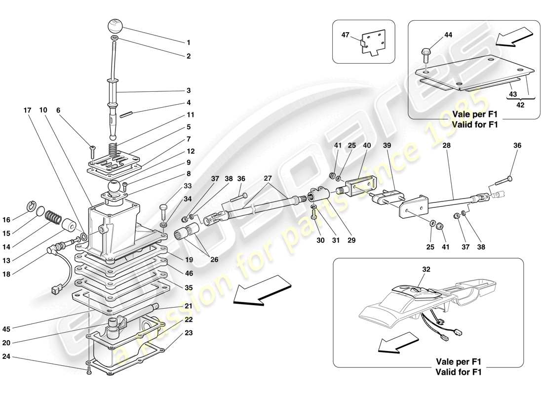 ferrari 599 gtb fiorano (europe) externe getriebesteuerungen teilediagramm