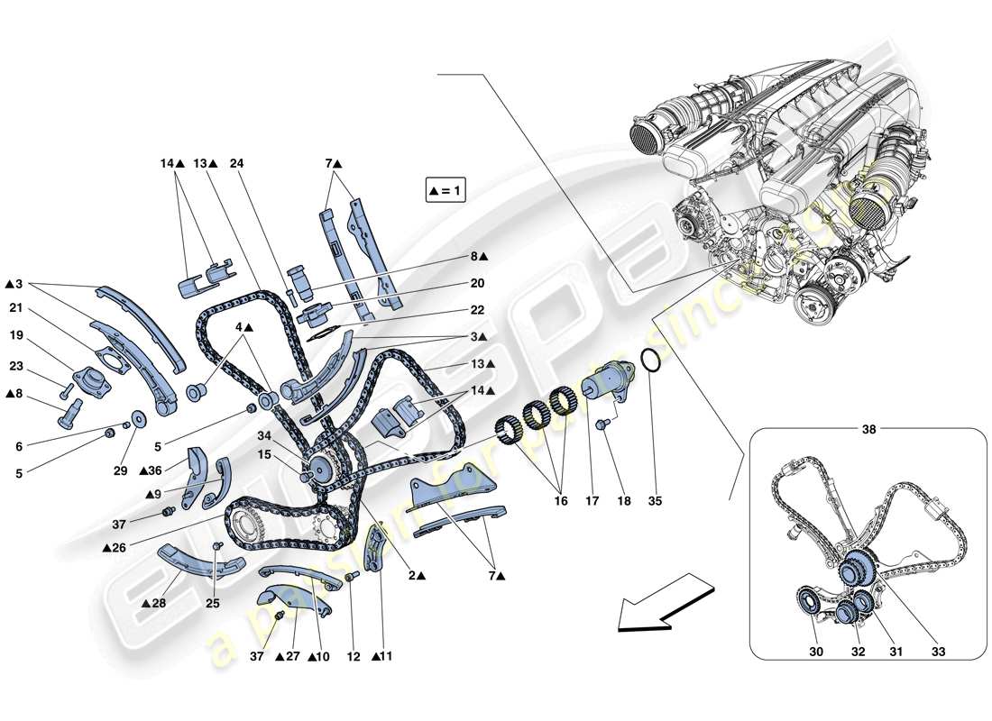 ferrari f12 berlinetta (rhd) timingsystem - antrieb teilediagramm