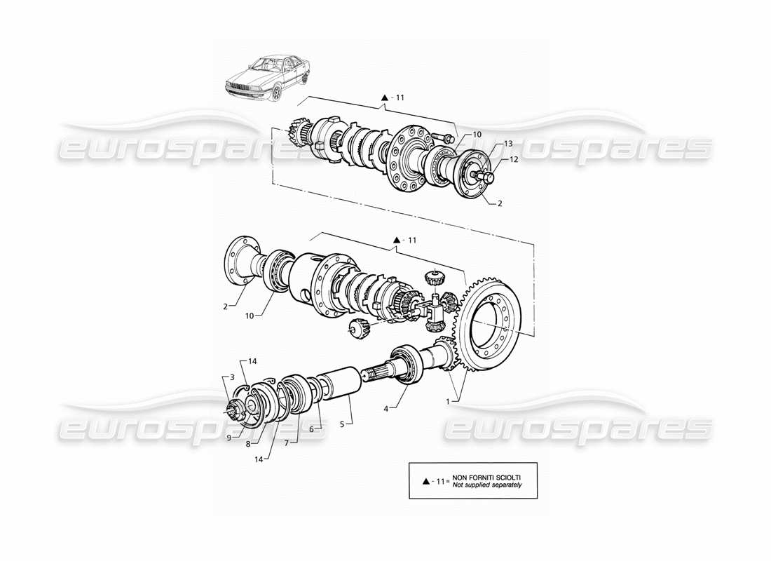 maserati qtp v8 (1998) differential – innenteile teilediagramm