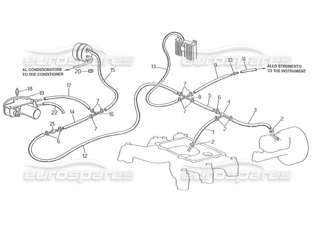 maserati karif 2.8 teilediagramm für das verdunstungssystem (linkslenkung ohne lambdafühler)