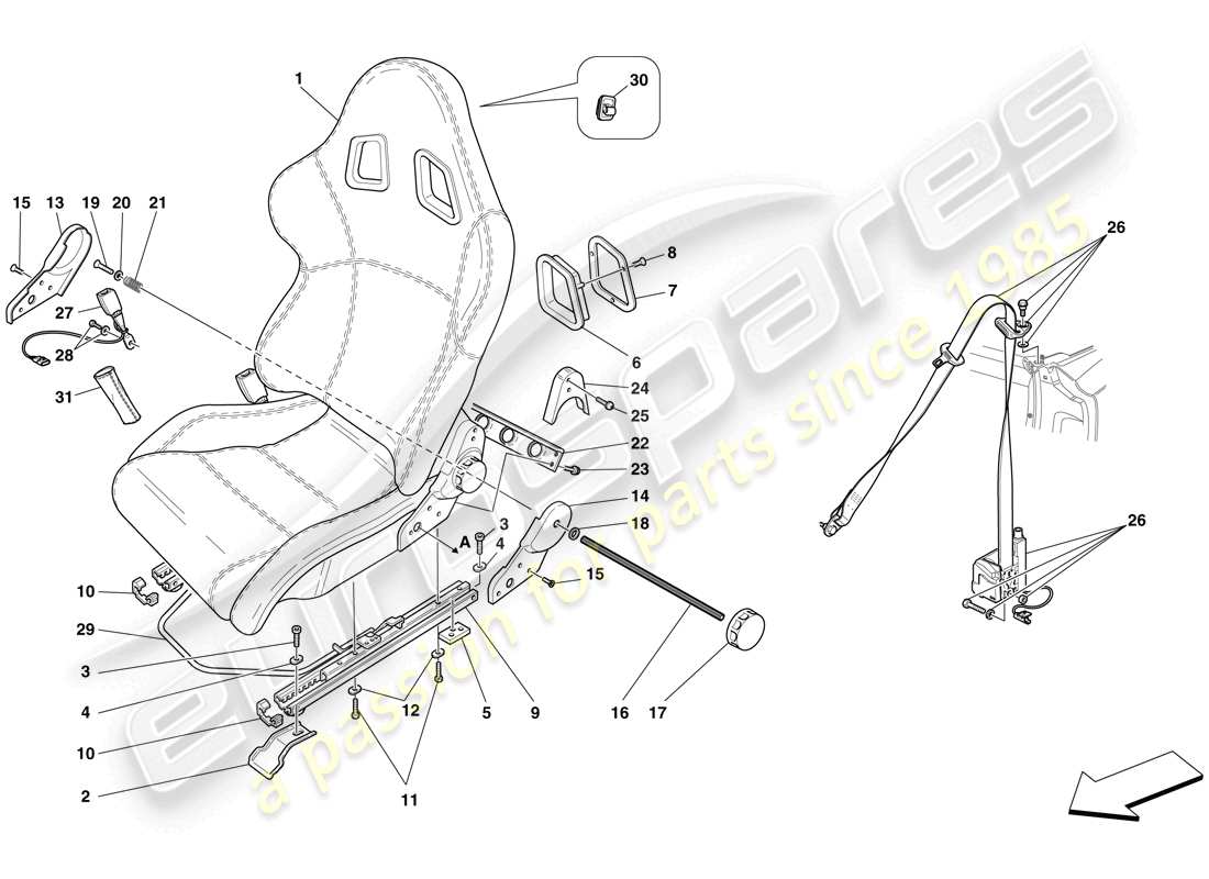 ferrari f430 spider (usa) rennsitz - optional ersatzteildiagramm