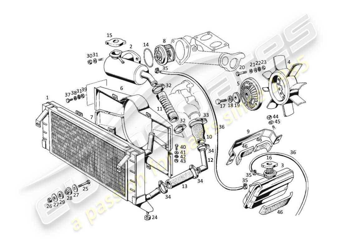maserati kyalami motorkühlung teilediagramm