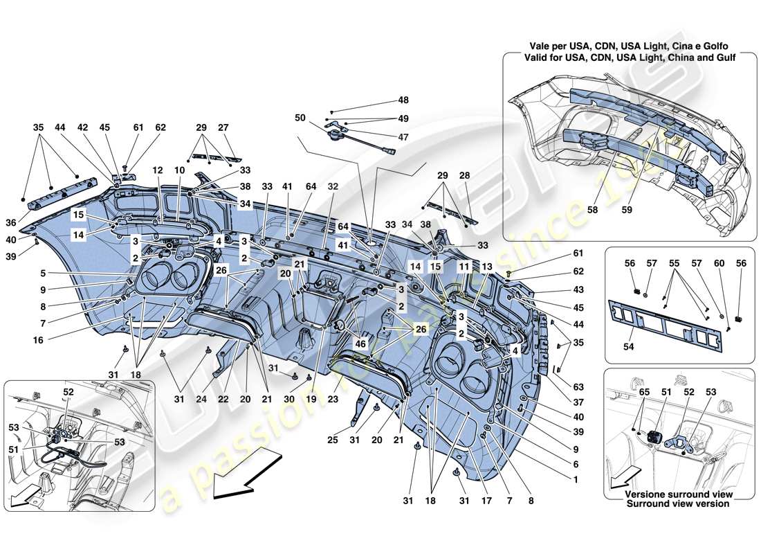 ferrari gtc4 lusso (usa) hintere stoßstange teilediagramm