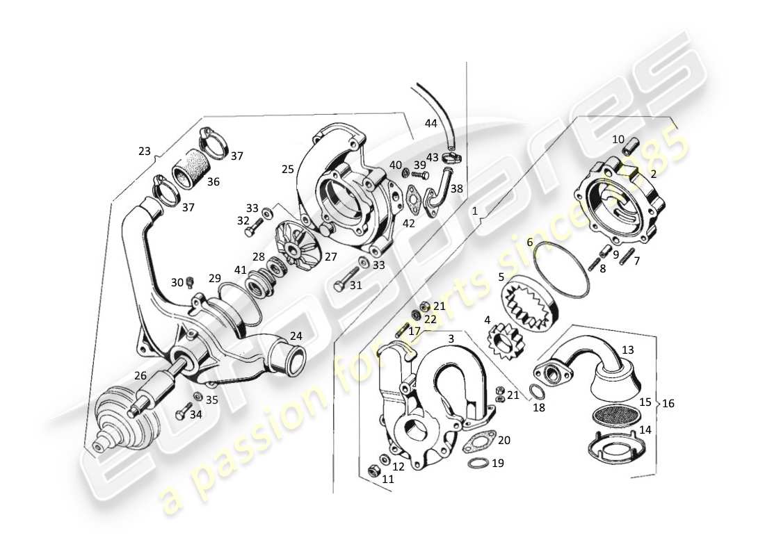 maserati kyalami ölpumpe - wasserpumpe teilediagramm