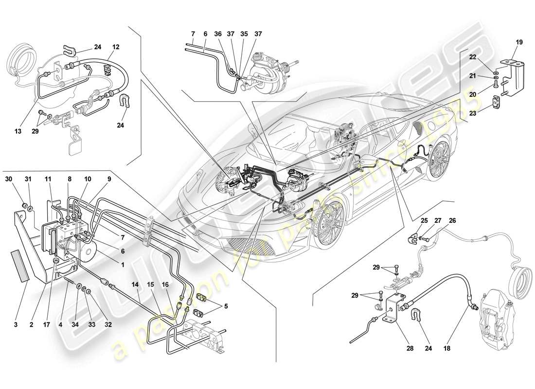 ferrari f430 scuderia spider 16m (rhd) bremssystem teilediagramm
