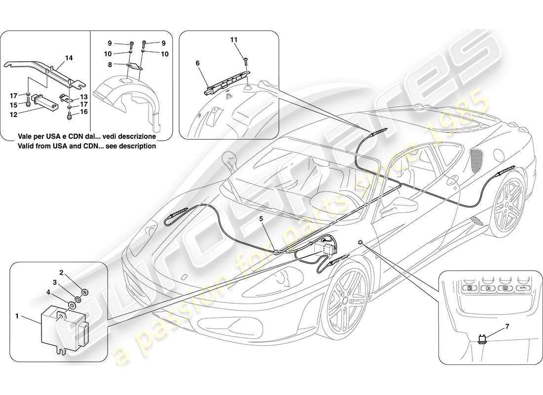 ferrari f430 coupe (rhd) reifendrucküberwachungssystem teilediagramm