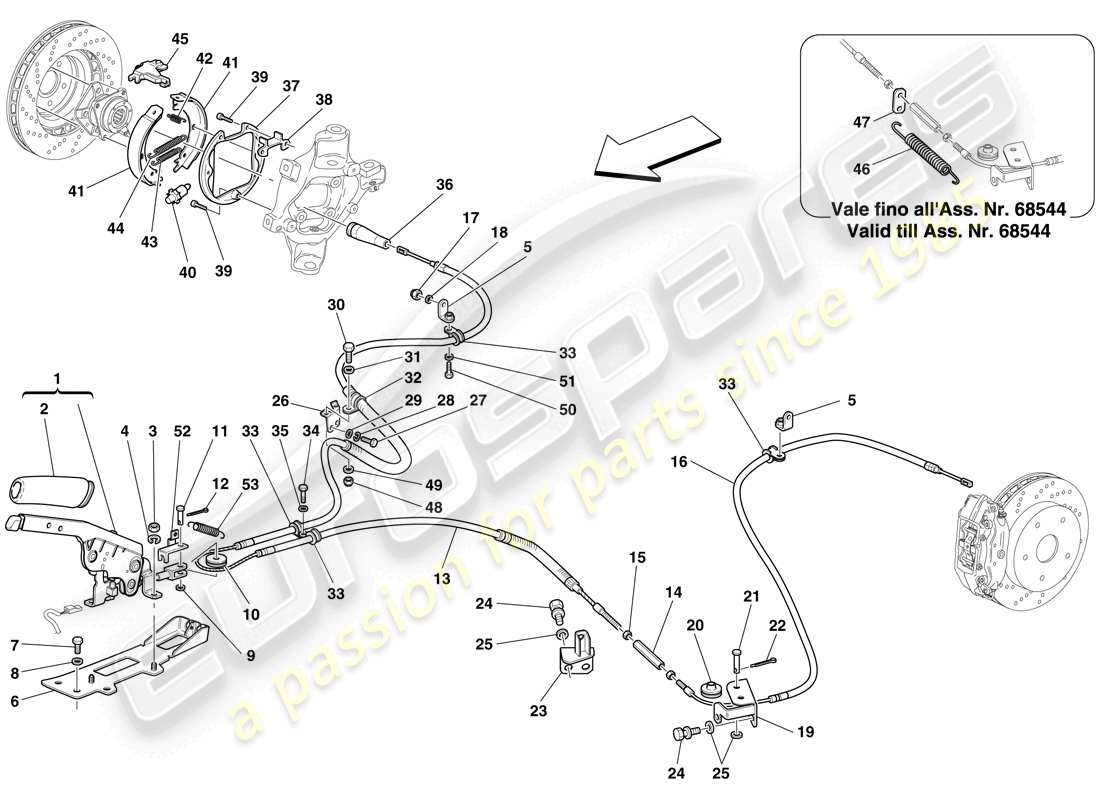 ferrari 599 gtb fiorano (europe) steuerung der feststellbremse teilediagramm