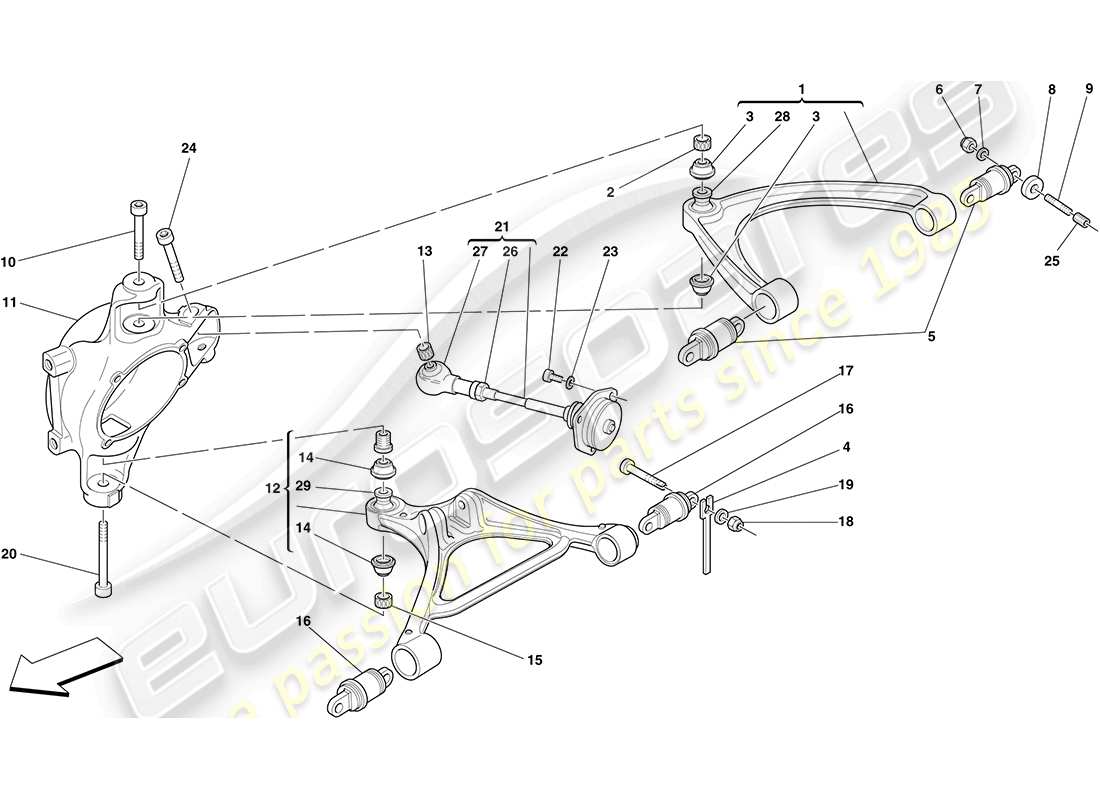 ferrari f430 coupe (rhd) hinterradaufhängung - armlehne ersatzteildiagramm