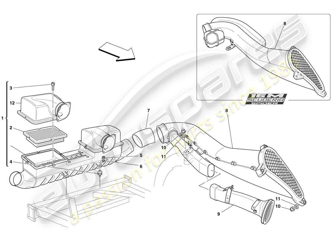 ferrari f430 scuderia spider 16m (europe) teilediagramm lufteinlass