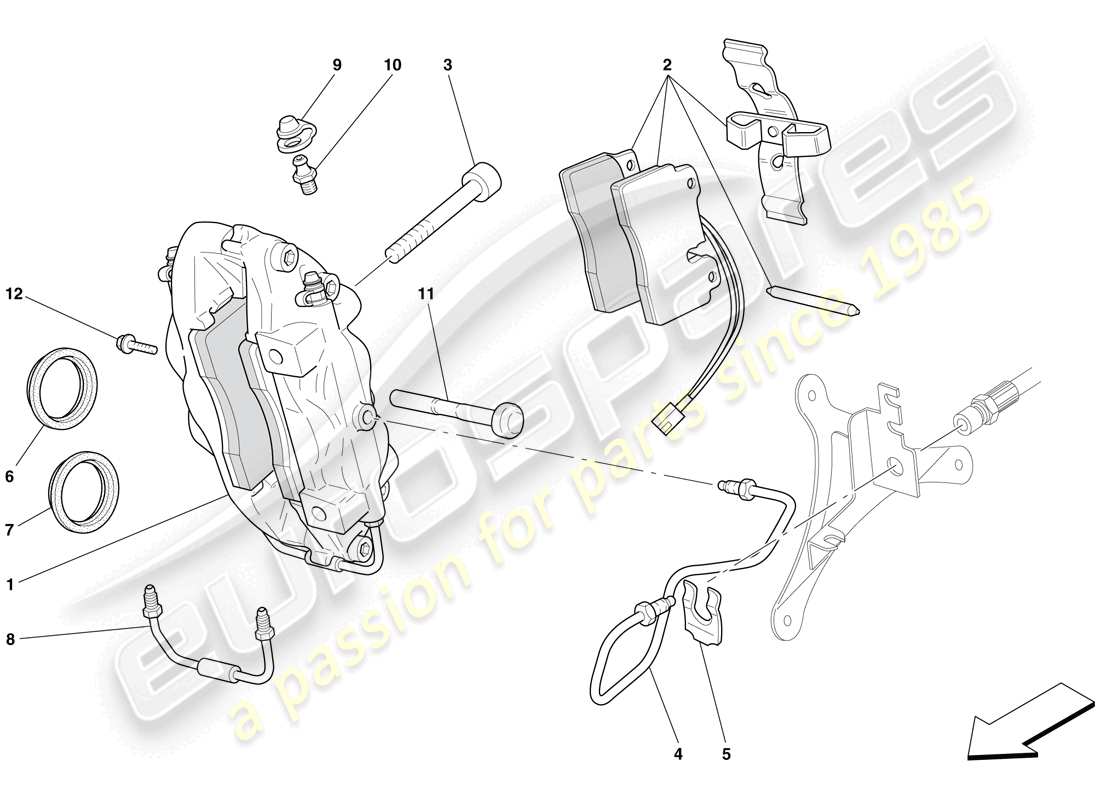 ferrari 612 sessanta (rhd) vorderer bremssattel ersatzteildiagramm