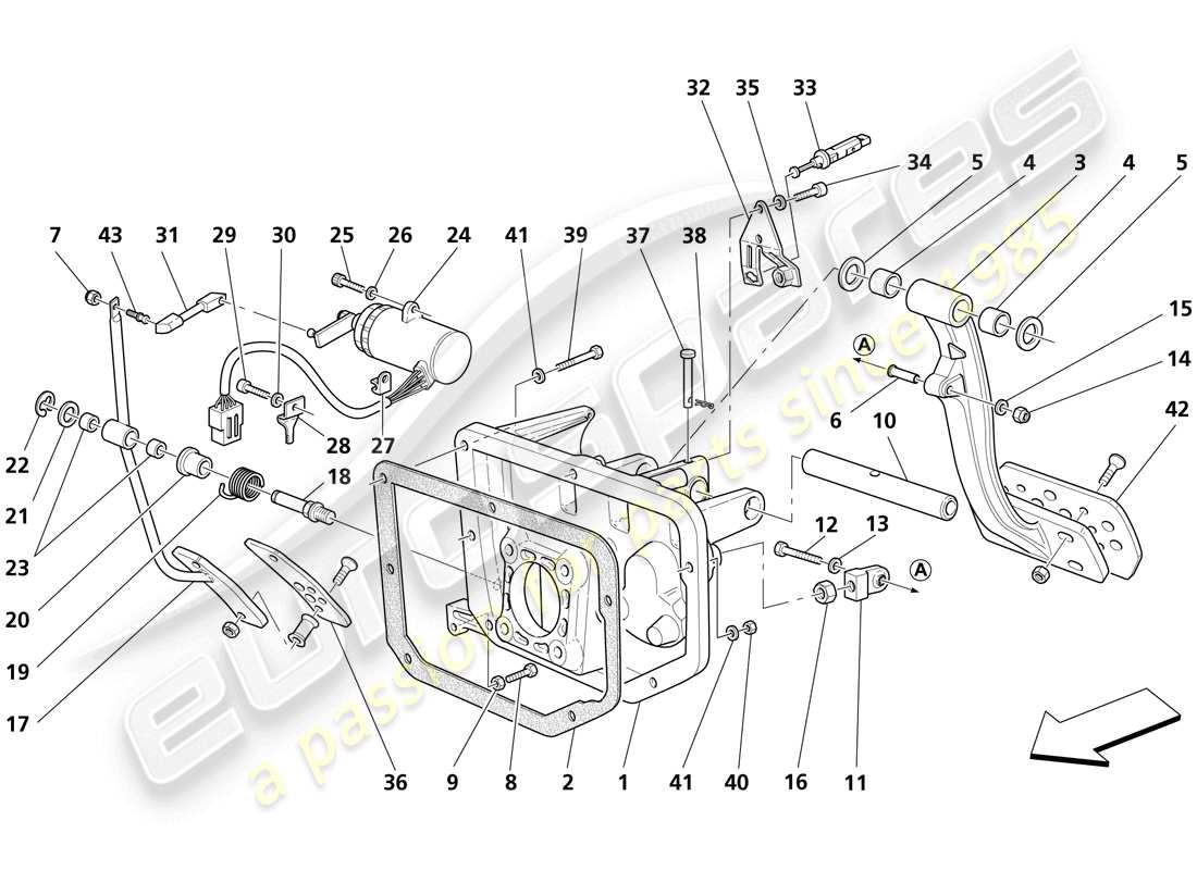 maserati trofeo pedale und elektronische beschleunigungssteuerung teilediagramm