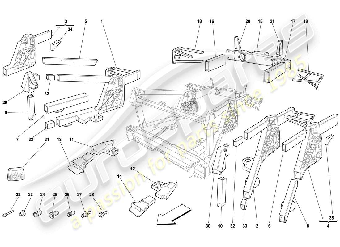 ferrari f430 scuderia spider 16m (usa) chassis - hintere elementbaugruppen teilediagramm