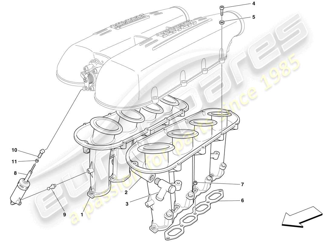 ferrari f430 scuderia spider 16m (usa) ansaugkrümmer - teilediagramm