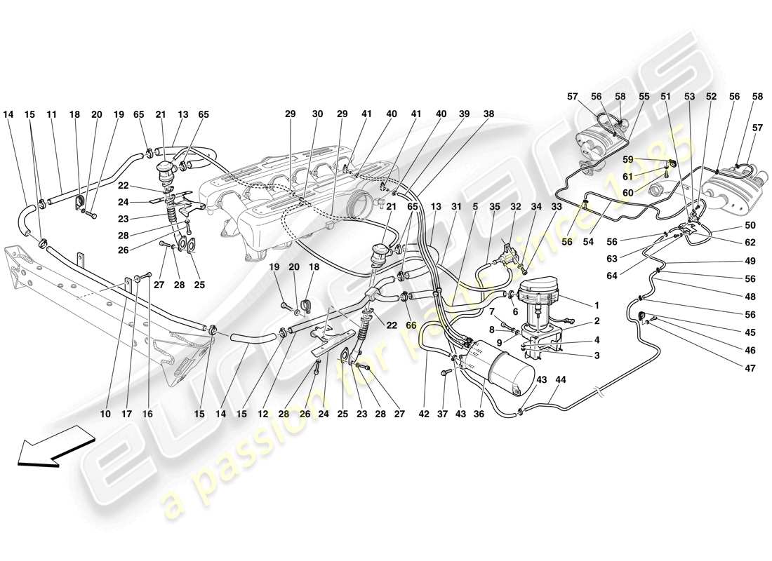 ferrari 599 gtb fiorano (usa) sekundärluftsystem teilediagramm