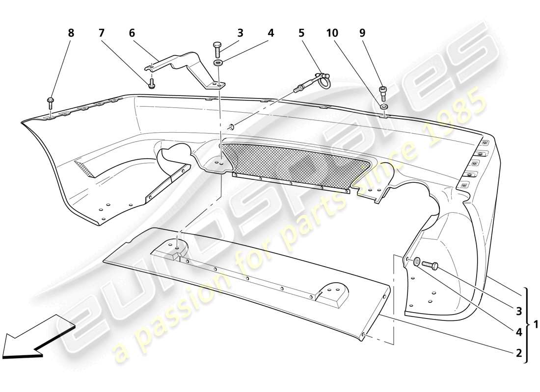 maserati trofeo hintere stoßstange teilediagramm