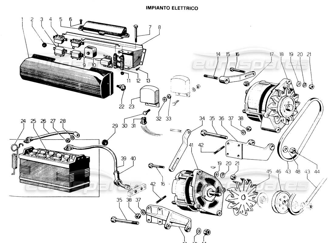 lamborghini espada lichtmaschinen (0 bis 1000) teilediagramm