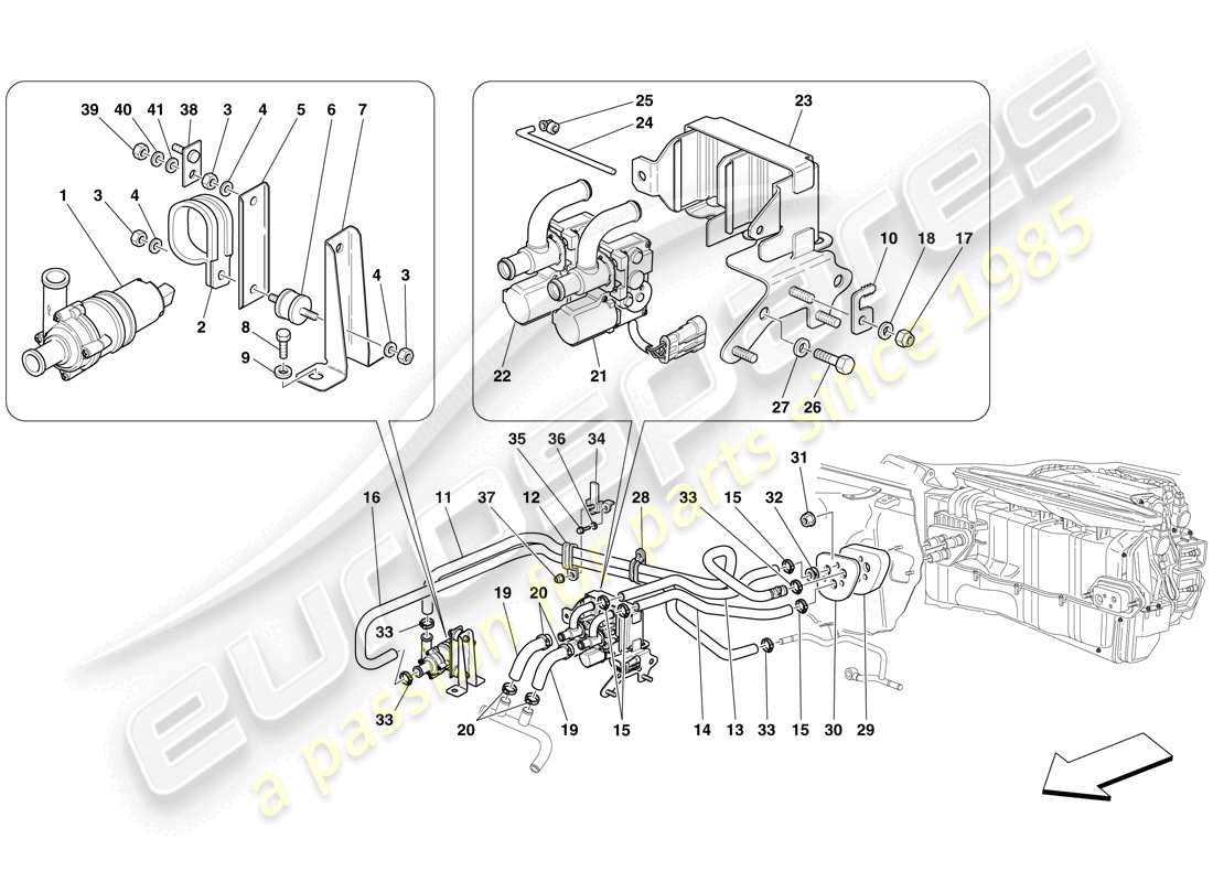 ferrari 599 gtb fiorano (usa) klimaanlage - wasserleitungen ersatzteildiagramm