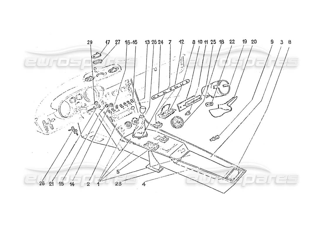 ferrari 365 gt 2+2 (coachwork) innenraumschalter - lüftungsschlitze und verkleidungsteilediagramm