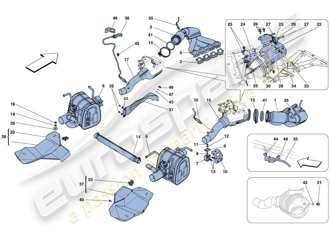 ferrari 458 speciale aperta (usa) auspuffanlage teilediagramm