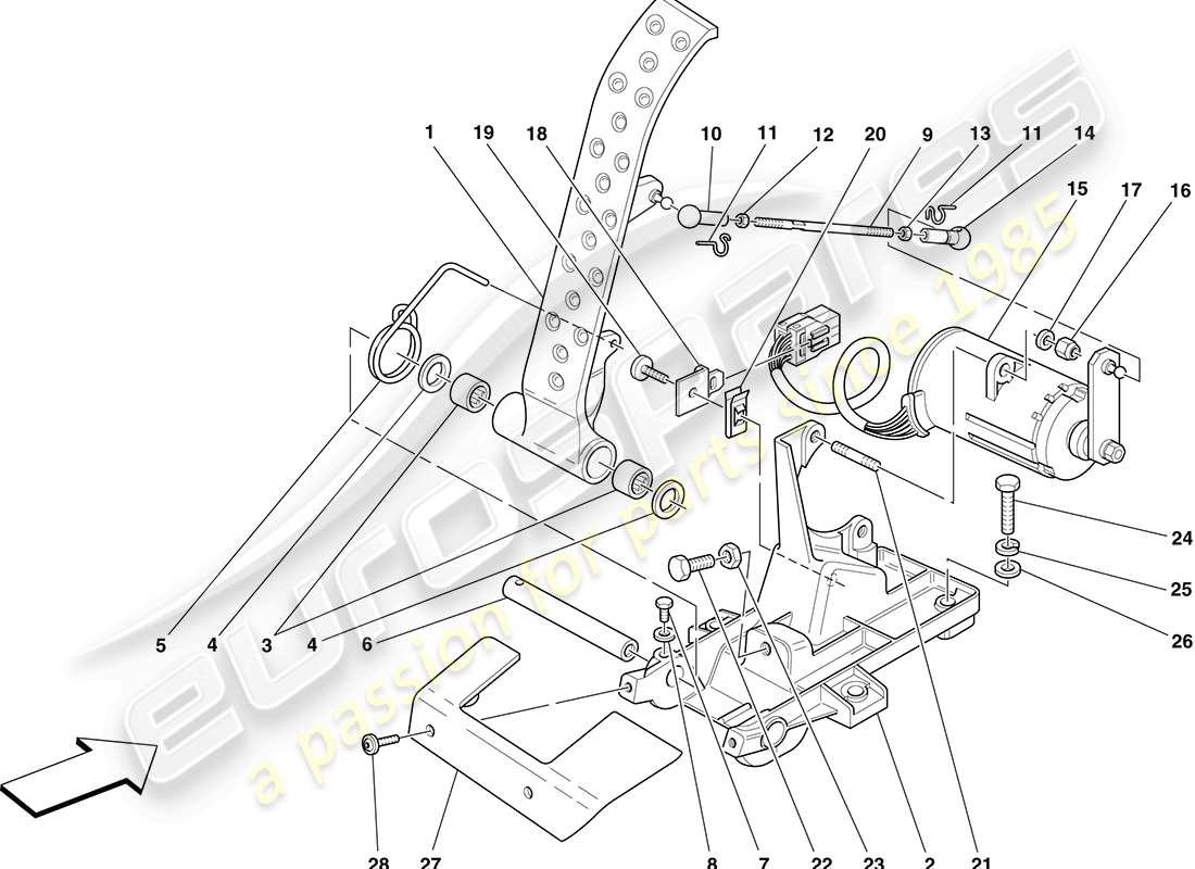 ferrari f430 coupe (rhd) elektronisches gaspedal teilediagramm