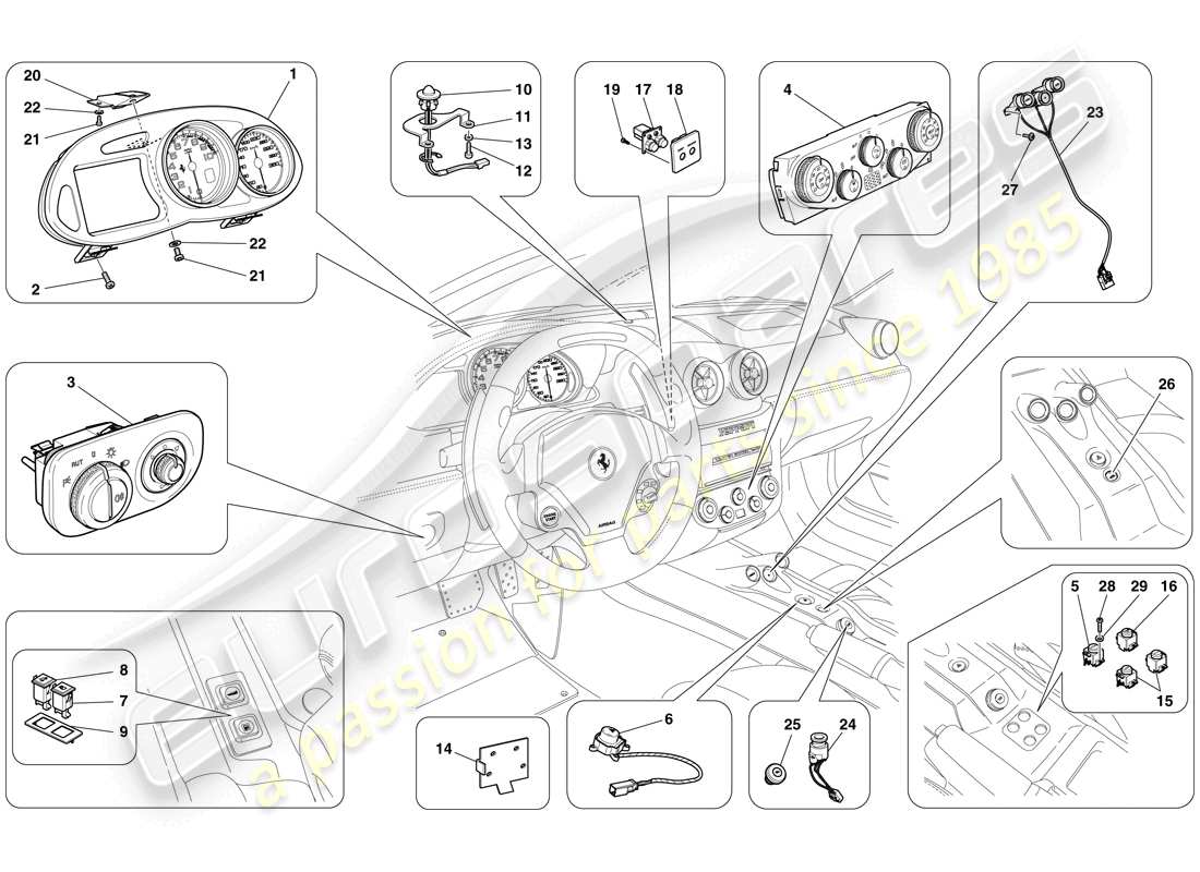 ferrari 599 sa aperta (europe) instrumentierung teilediagramm